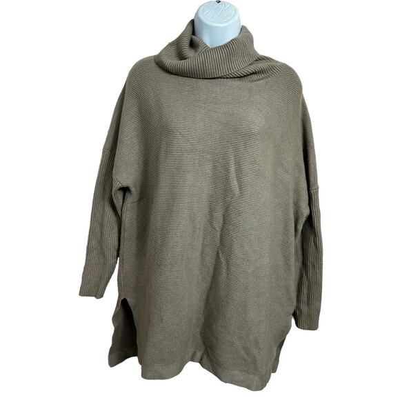 Lillusory Oversized Sweater Sz Medium Khaki Beige Turtleneck Tunic Pullover - Picture 7 of 7